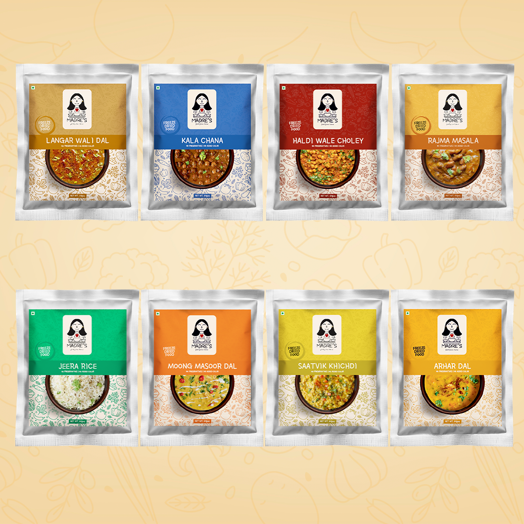 Feast Pack of 8 (Saatvik Khichdi,Moong Masoor Dal ,Langarwali Dal, Arhar Dal, Rajma Masala, Haldi waley Choley, Kala Chana Masala & Jeera Rice)