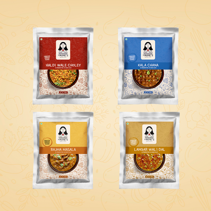 Feast Pack of 4 (Langarwali dal, Rajma Masala, Haldi waley Choley & Kala Chana Masala )